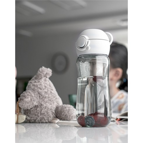 JVR 모노아이 트라이탄 원터치 스파우트 빨대 어린이 물병 400ml, 화이트, 1개