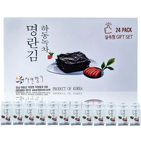 하동권여사 하동녹차 명란김 24봉 실속형 선물세트, 144g, 1개