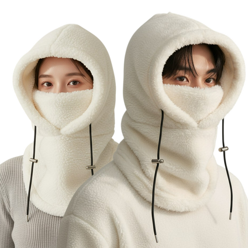 믿추 기모 바라클라바 후드넥워머 오토바이 방한, 아이보리, 2개