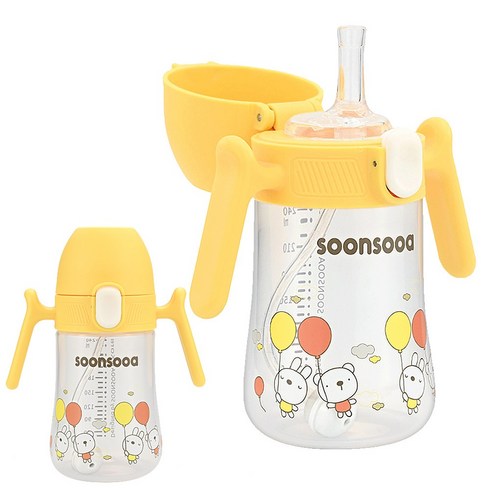 순수아 원터치 빨대컵 추 빨대, 옐로우-추형, 1개, 240ml