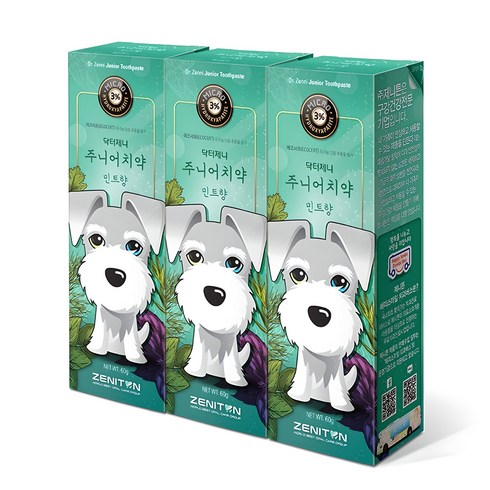 제니튼 주니어 치약 민트향, 60g, 3개입, 1개