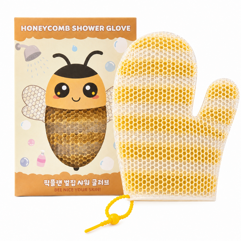 픽플랜 벌집 샤워 글러브 TPU 스트라이프 저자극 샤워장갑, 1개, 1개입, 허니 옐로우
