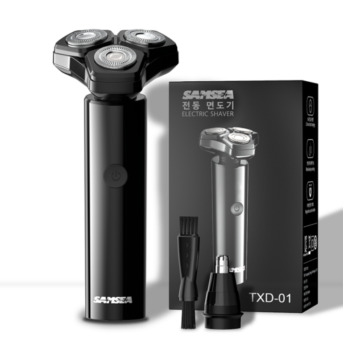 SAMSEA 360도 전기면도기 IPX7 완벽방수 전동면도기 휴대용 2-in-1 면도기, 블랙