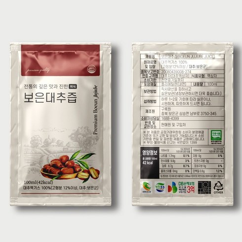 충북 보은 두레농장 대추즙, 50개, 100ml