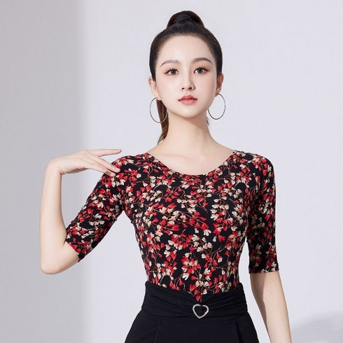 글로리존 라틴 댄스 복 현대 무용 공연 의상, 2XL, 단풍