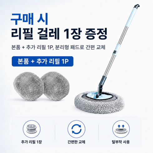 Axylon 세차 밀대 걸레 길이 조절 가능 다기능 밀대 1.5M, 1개, 파란색