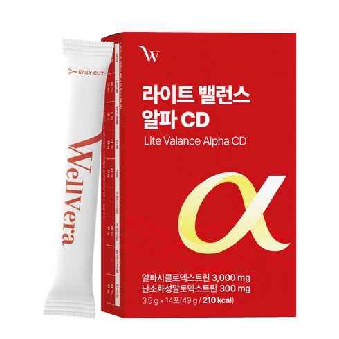 웰베라 라이트 밸런스 알파 CD 레몬맛 분말 알파씨디 알파시클로덱스트린, 1개, 49g