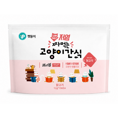 펫둥이 저염 짜먹는 고양이 간식 100P, 100개, 12g, 닭고기맛