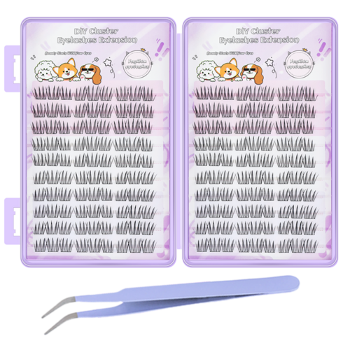 Gaayou 노글루 인조 속눈썹 접착제 풀 필요없음 자연스러운 부분 속눈썹 20줄 대용량 족집게 증정, 1개, F36