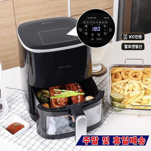 대웅 전자식 투명창 에어프라이어 3.5L, KN-AF401, 블랙