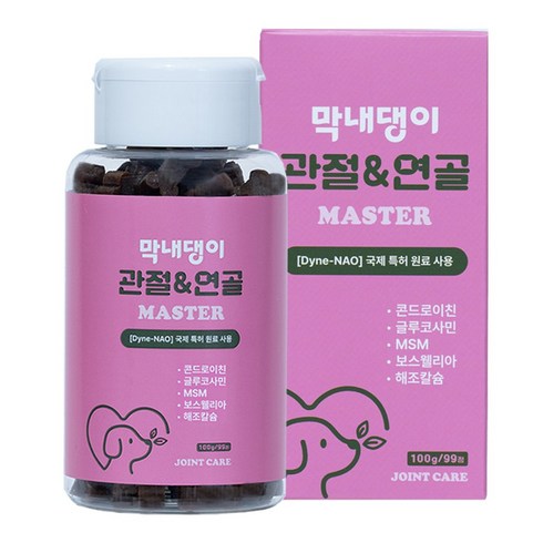 강아지 관절영양제 고함량 슬개골 탈구 예방 콘드로이친 막내댕이 관절&연골 마스터 100g, 1개, 뼈/관절강화, 99정