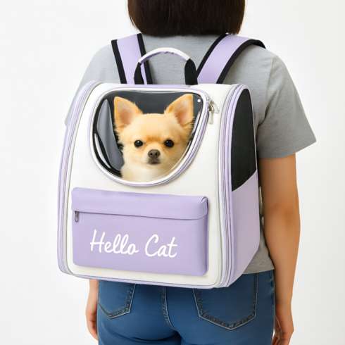 에코스윗 강아지 백팩 산책 가방 고양이 앞가방, 1개, 퍼플