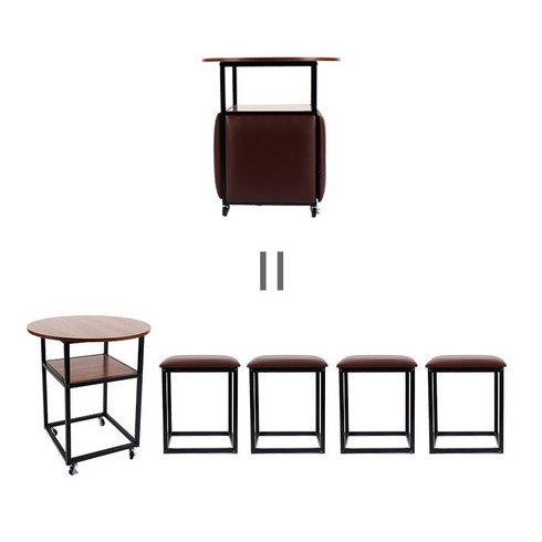 루마루 4 in 1 포켓테이블 의자세트, 모던 브라운