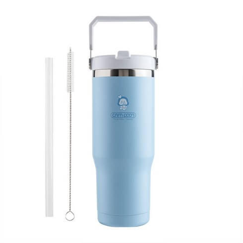 크림푼 푸푸리 보온보냉 대용량 커플 스테인리스 텀블러, 스카이블루 Skyblue, 1개, 950ml