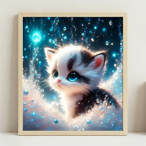 루벨르 DIY 보석십자수 패브릭형 30x30cm, 1세트, 냥냥이