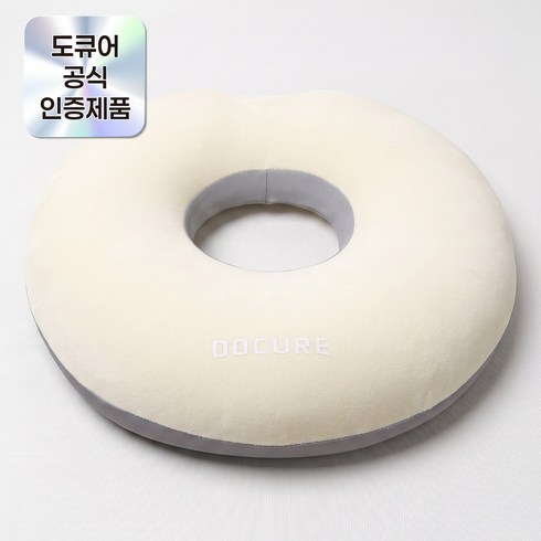 도큐어 메모리폼 기능성 원형 도넛방석, 아이보리, 1개