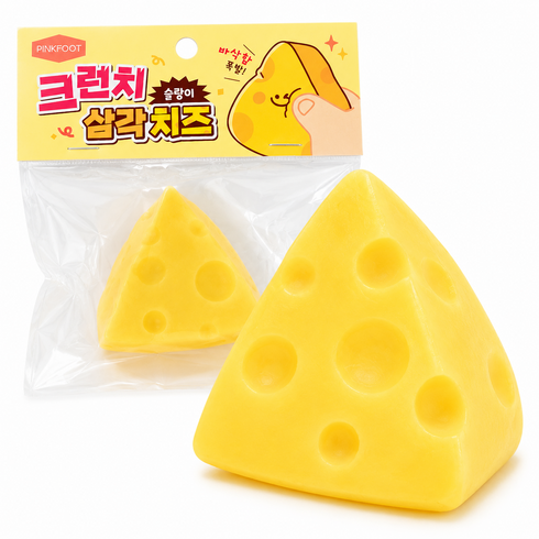 크런치 삼각 치즈 슬랑이 말랑이 장난감 ASMR, 치즈색, 55g, 1개