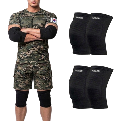 토코모리 군인 무릎보호대 팔꿈치보호대 세트 보호쿠션 군대용품 훈련 준비물 훈련소 입대, 1개