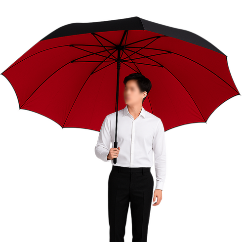 믿추 튼튼한 대형 장우산 자외선 차단, 블랙레드, 1개