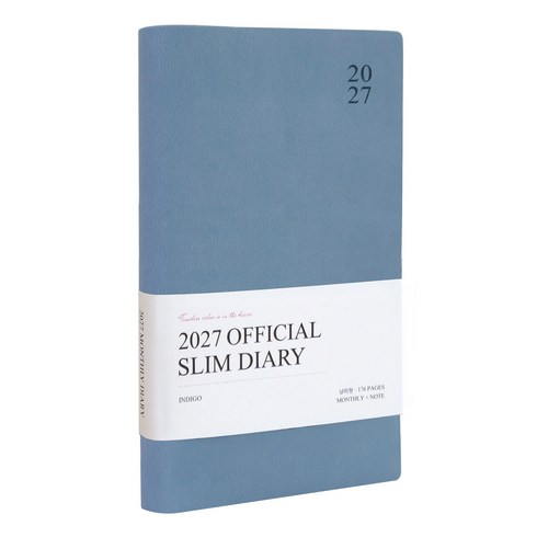 인디고 2027 오피셜 슬림 먼슬리 업무용 다이어리, 워터블루, 1개