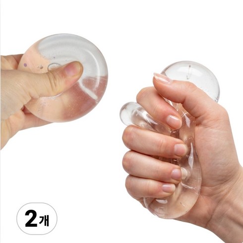 리즈니 말랑이 원형 스퀴시 스트레스볼, 2개, 120g, 반투명 화이트