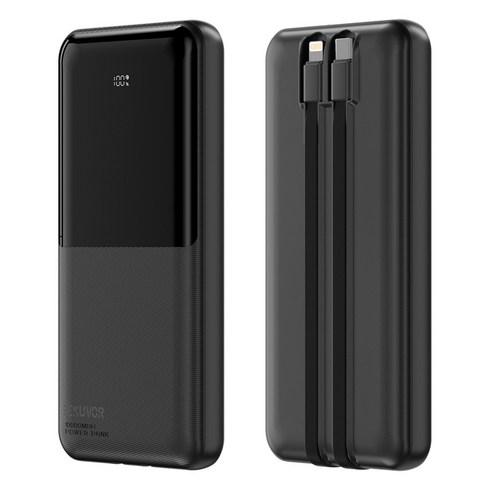 베쿠보 일체형 보조배터리 10000mAh 22.5W 고속충전 기내반입 파워뱅크, 블랙, G1