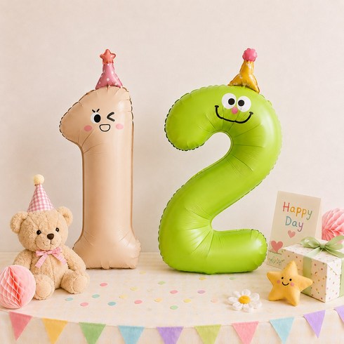 이벤트홀릭 고깔모자 빅 숫자풍선 생일파티 대형 은박풍선, 1개, 숫자 12