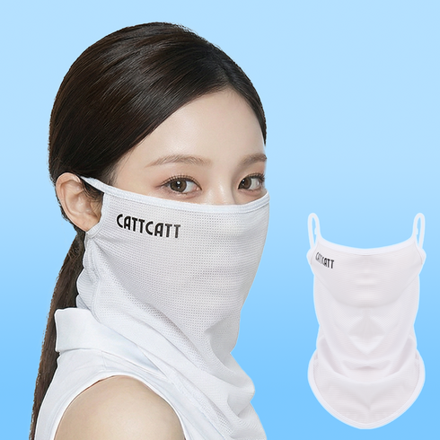 캣캣 자외선차단 골프 마스크 얼굴 햇빛가리개 안면 러닝 자전거 등산 스포츠, 화이트