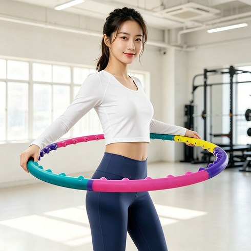 복나이트 웨이스트 지압 다이어트 훌라후프 뱃살지압 훌라후프효과, 1개, 무지개 색, 900g