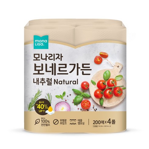 모나리자 보네르가든 내추럴 키친타올, 4개, 200매