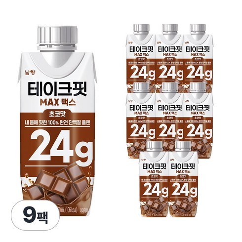 테이크핏 맥스 초코맛 프로틴, 250ml, 9개