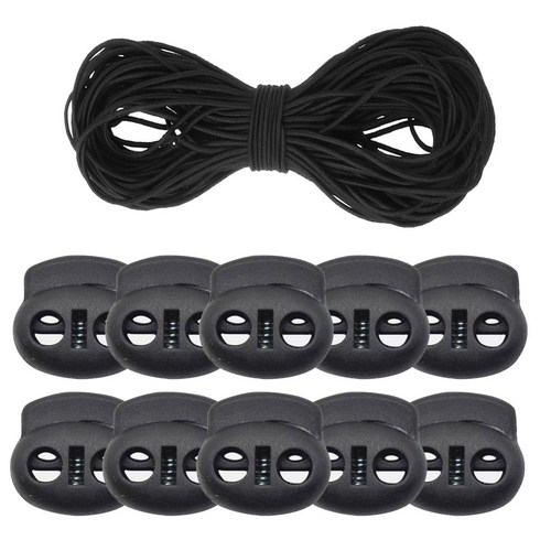 둥근 칼라 고무줄 4m+끈조절 돼지코 스토퍼10개, 1개, 블랙4mm