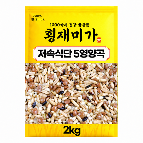[횡재미가] 저속식단 5곡 혼합잡곡 잡곡쌀 현미 렌틸콩 귀리, 2kg, 1개