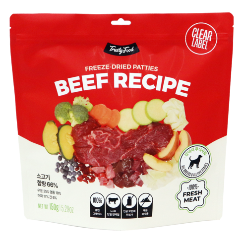 트러스티푸드 전연령 강아지 패티 동결건조 사료, 비프, 150g, 1개
