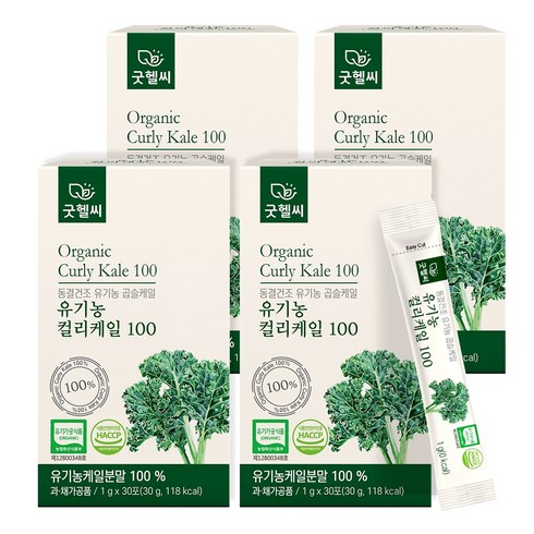 굿헬씨 유기농 컬리케일 100 동결건조 곱슬케일 분말 30포, 4개, 30g