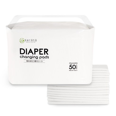 케라타 일회용 기저귀 매트 교체 시트 패드 50p, 화이트, 1개, 50개입
