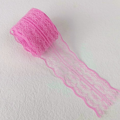 레이스천 밑단 원단 부자재 리본끈 4.5cm 10M, 1개, 4#핫핑크