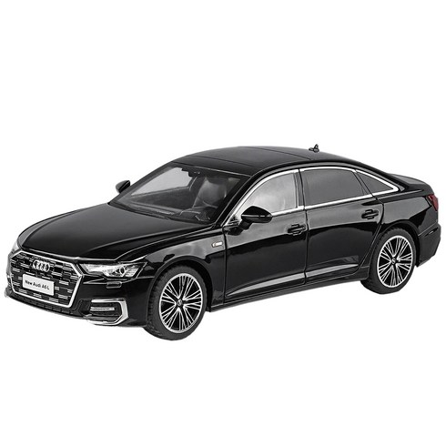 마이카 다이캐스트 합금 1:24 아우디 A6 L 2023 모델 롱바디 롱휠베이스 자동차 피규어 전시, 1개, 색상_블랙