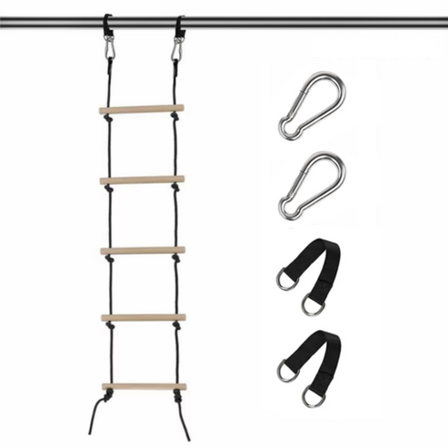 하루박스 원목 사다리 로프 우드 밧줄 스윙 그네 실내 놀이터 놀이시설 등반 클라이밍 세트, 1개