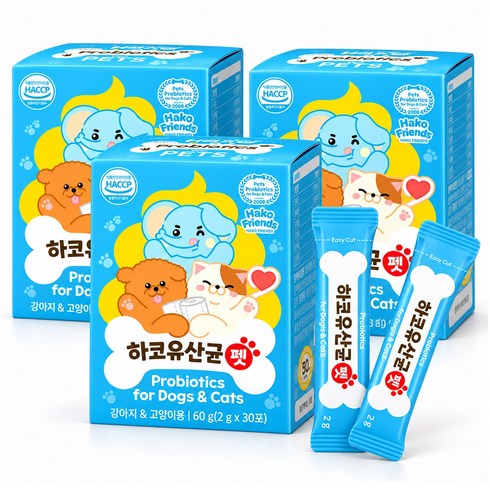 하코유산균펫(강아지&고양이) 유럽승인균주함유 하코펫 프로바이오틱스, 3개, 장건강/유산균, 30회분