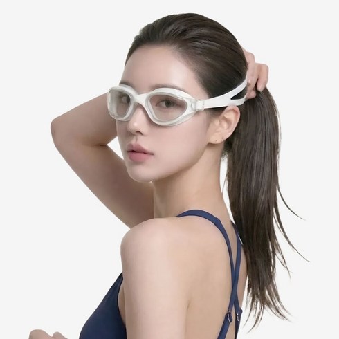 스마트덕 눈 편한 시야넓은 김서림방지 물안경 수경, 1개, 화이트 기본