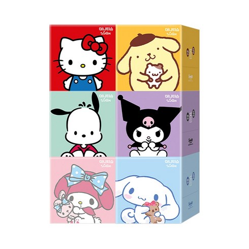 ITC 산리오 캐릭터즈 천연펄프 미니 각티슈 2겹, 230매, 6개