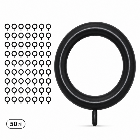 룸앤무드 베이직 커튼링 25mm, 50개, 블랙