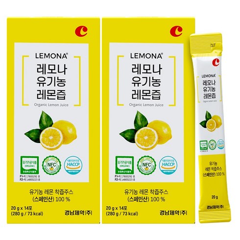 경남제약 하루레몬 유기농 레몬즙 100%, 28개, 20g