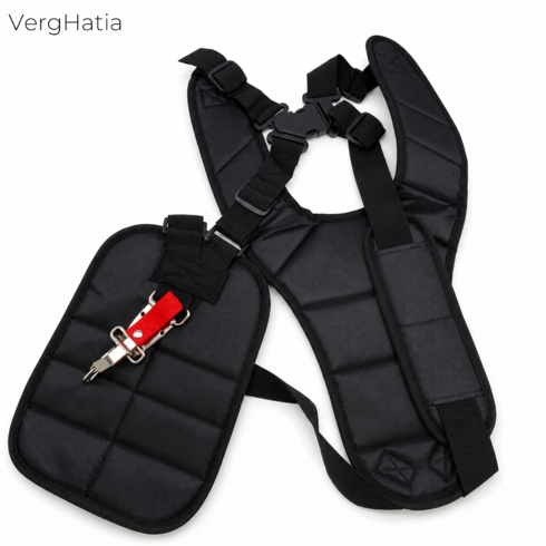 VergHatia 예초기용 양어깨 멜빵 배낭형 조절식 와이드 패드 옥스포드 원단 작업용 하네스, 1세트, 블랙