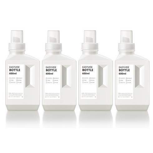 꿈꾸는 키친 세탁 세제 소분 용기 600ml 4P + 방수라벨지 4P, 그레이, 1세트