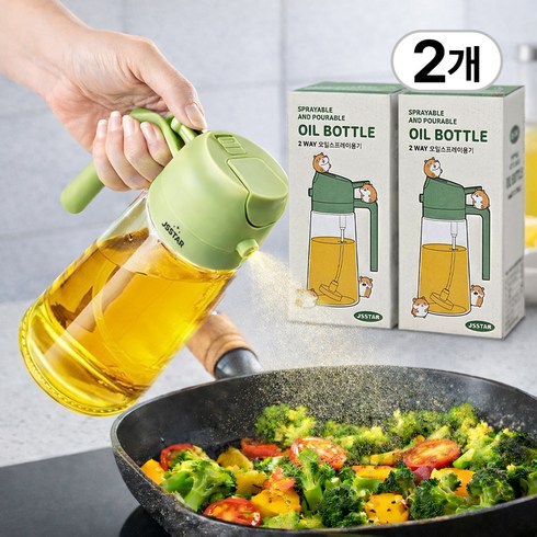 제이에스타 2way 오일 스프레이 유리 오일병 그린, 2세트, 470ml