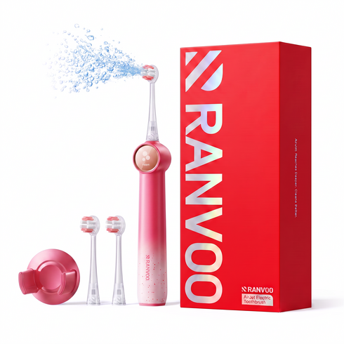 RANVOO 란부 에어젯X5 전동칫솔 듀폰초극미세모 기포세정 마이크로버블세정 나노버블세정 치아미백기, 1개, 핑크, AirJet X5
