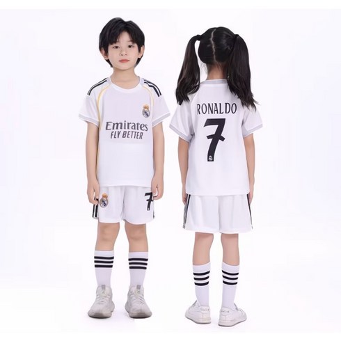 레알 마드리드 키즈 유니폼 축구복 세트 어린이 반팔 상하세트 호날두 7번 맞춤