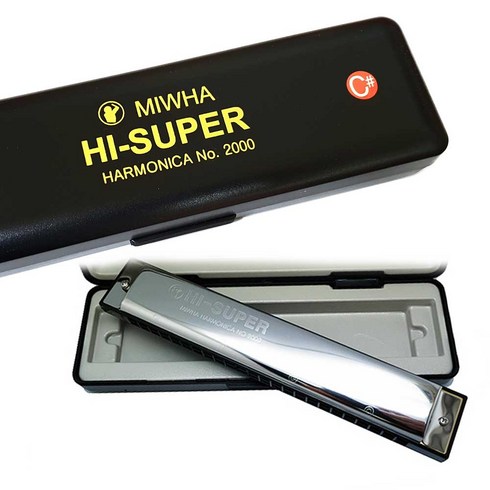 하이슈퍼 2000 C샵(#) 키 하모니카 24홀 복음 트레몰로 HiSuper Harmonica C# Key, 1개, 혼합색상, HI-SUPER NO.2000